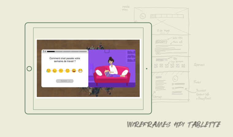 Wireframes de l'ergonomie de l'application version tablette